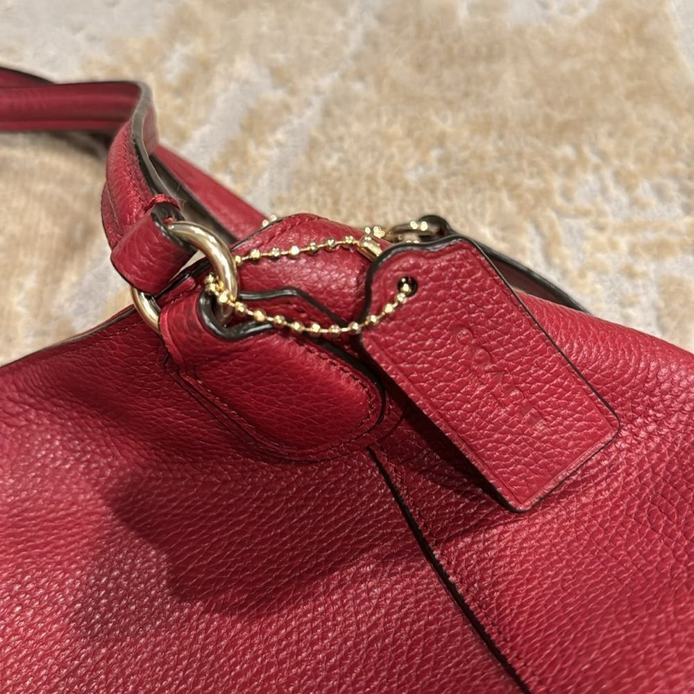 Coach Red Leather Satchel Tote with Removable Strap - Picture 4 of 14